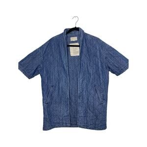 Current Elliott 4 Quilted Car Coat Chore Jacket Open Front Denim Jean Kimono
